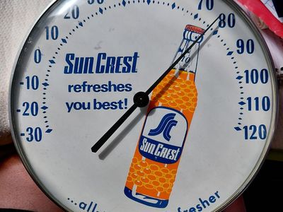 VINTAGE Sun Crest Soda 12" Thermometer WORKS!
