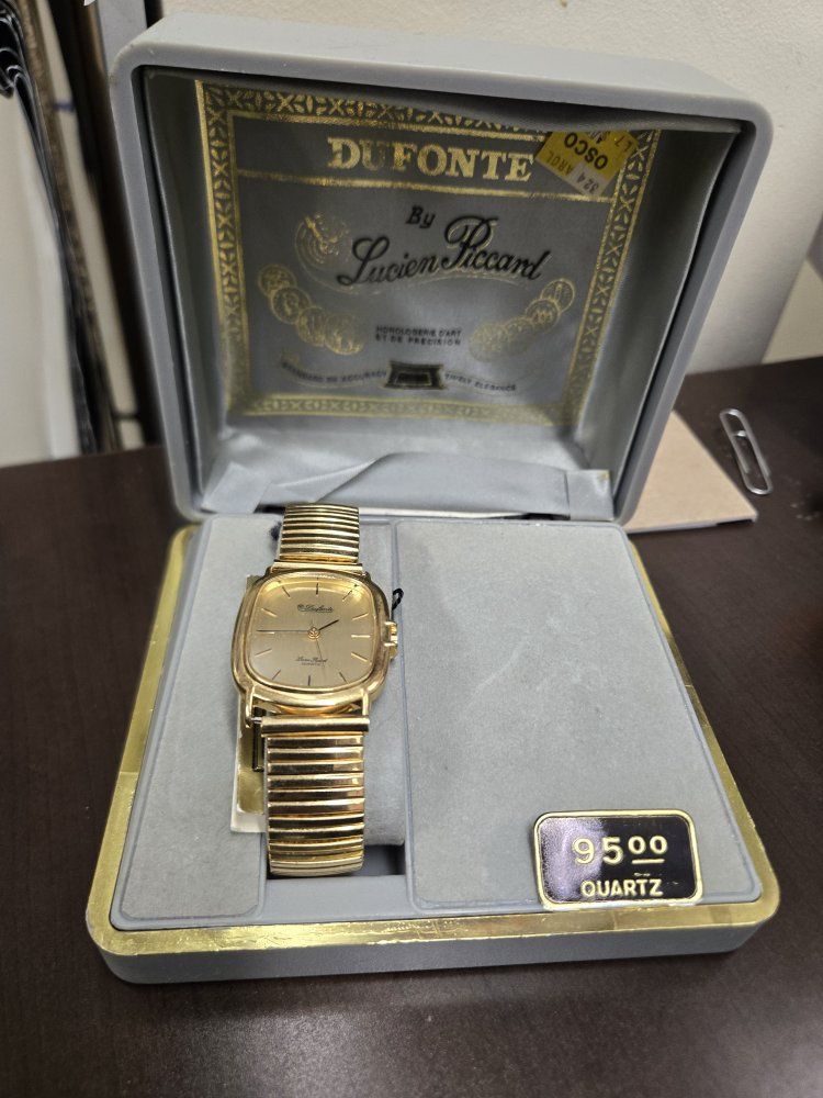 Dufonte by Lucien Piccard Quartz Gold-Tone Watch in Original Box