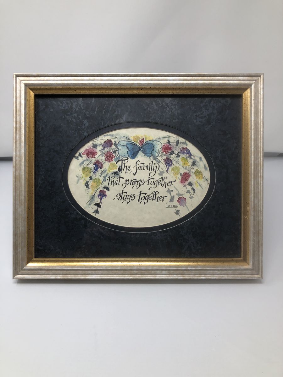 "The family that prays together stays together" Brass framed photo with glass.