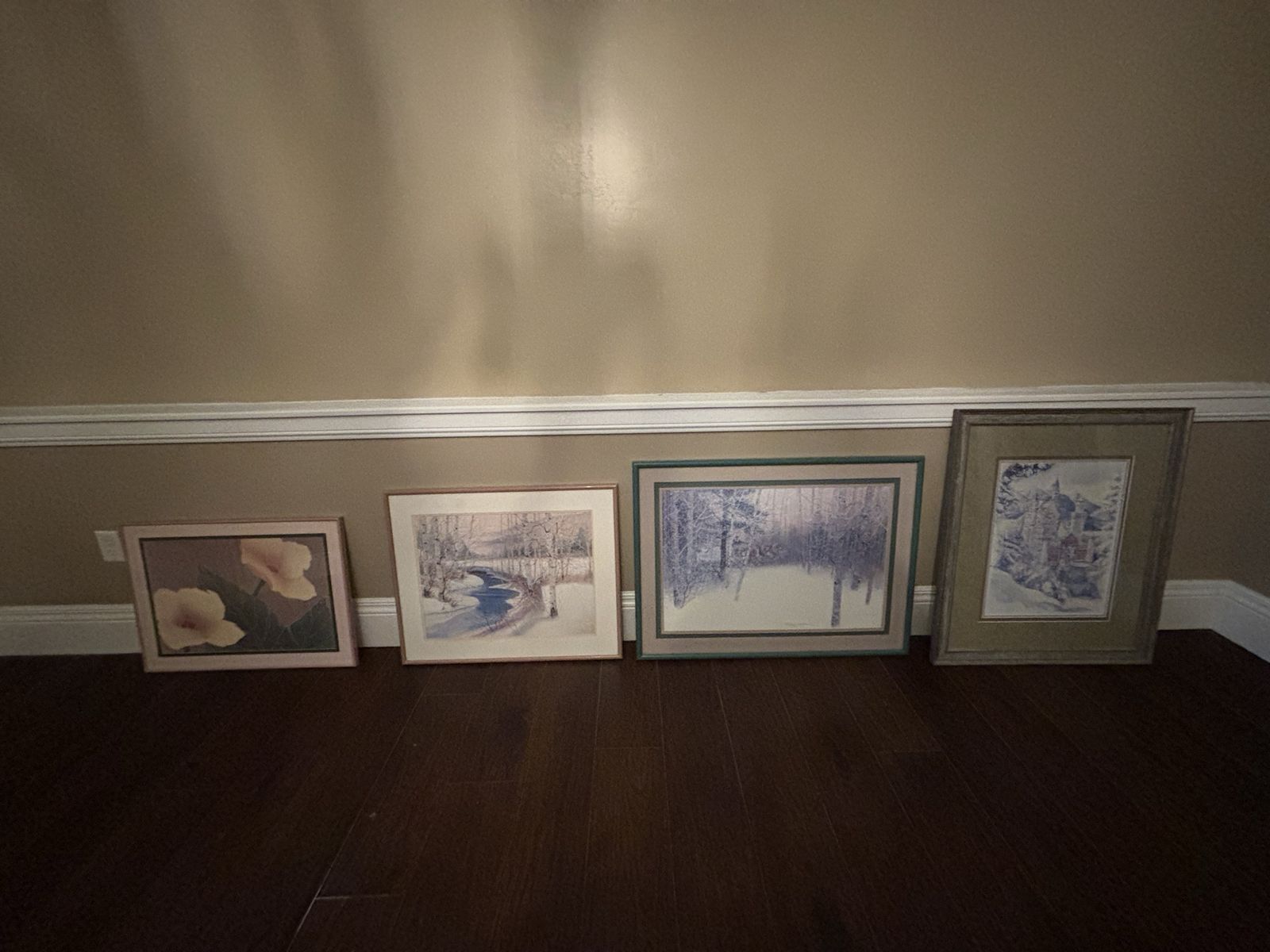 Assorted Framed Wall Art Collection - Landscapes, Florals, and Tropical Palm Prints