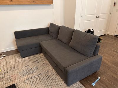 IKEA FRIHETEN Sleeper Sofa Sectional Chaise Storage - Gray