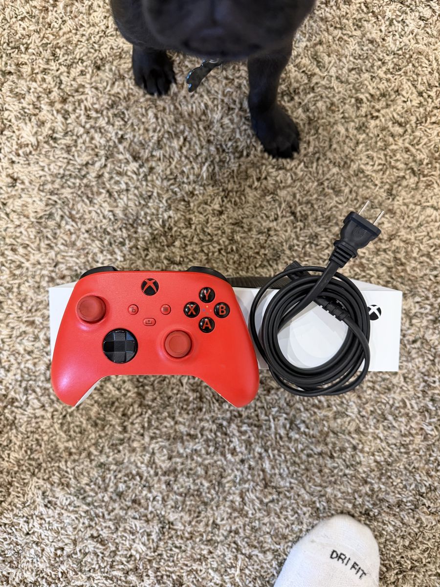 Xbox Series S Console with Red Controller and Power Cord