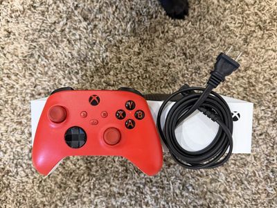 Xbox Series S Console with Red Controller and Power Cord