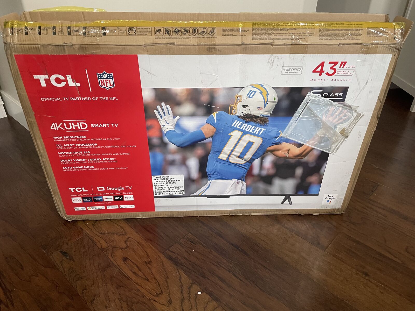 NewTCL 43” Class S5 4K UHD HDR LED Smart TV with Google TV, NO STAND