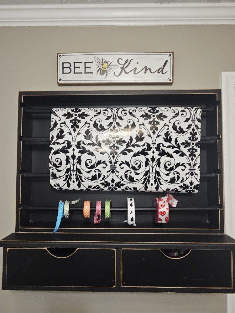 Black wood wall organizer