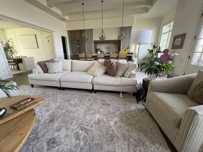 Beautiful White Linen Sectional Sofa