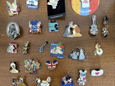 Disney Parks Pin Lot: 20+ Collectible Pins feat. Disneyland 50th, Tinker Bell, Lady & the Tramp, Darth Vader