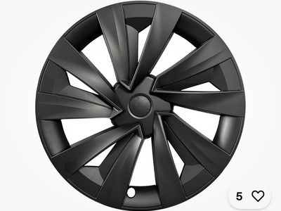 Tesla Model Y 19" Wheel Hubcaps (Set of 4) Matte Black Turbine Style Aero Covers