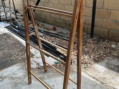 Vintage Wooden A-Frame Free Standing Blanket Rack Towel Holder