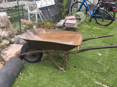 Rustic Metal Wheelbarrow - Yard Work & Gardening Essential