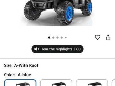 Go-Go Golf Racing Blue Ride-On Toy Golf Cart with Roof, Electric