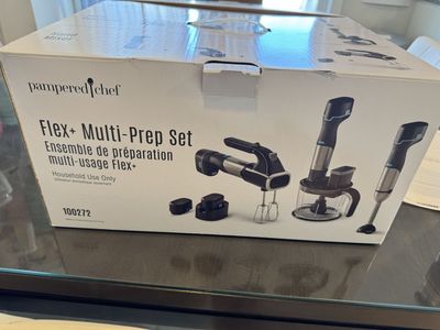 Pampered Chef Flex+ Multi-Prep Set 100272 Cordless Immersion Blender, Food Processor & Hand Mixer