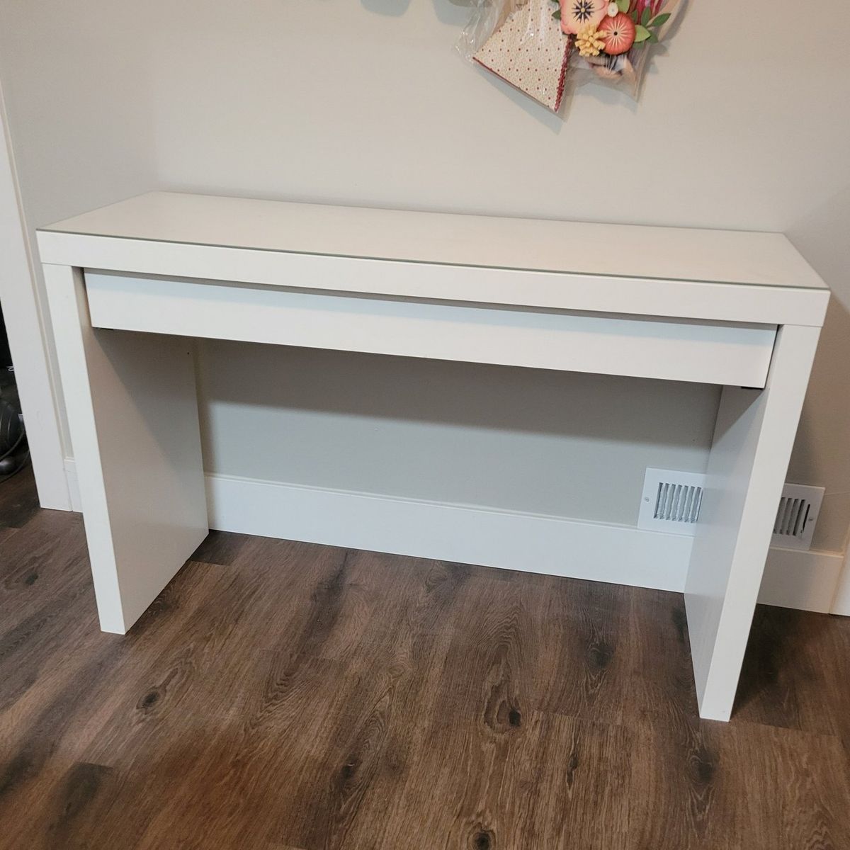 Ikea Malm Dressing Table Glass Topper Desk White