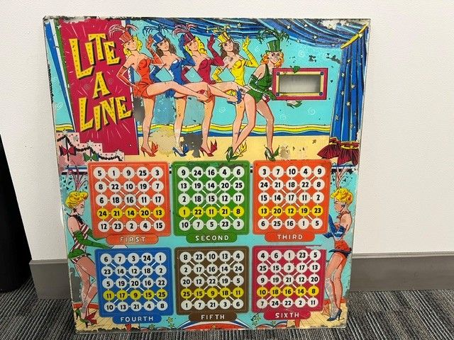 LITE A LINE PINBALL MACHINE BACK GLASS