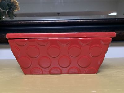 Red Handled High Fire Earthenware Covered Loaf Pan