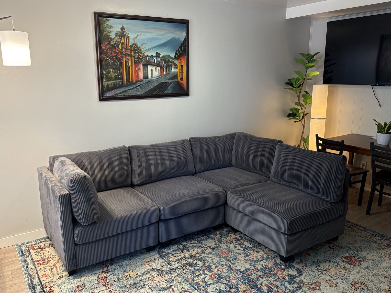 Gray Minky Modular Sectional Sofa