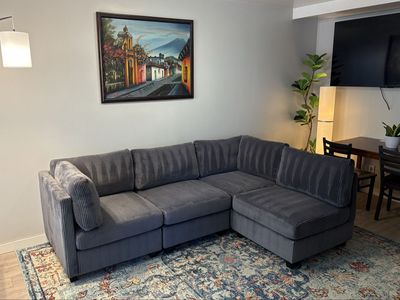 Gray Minky Modular Sectional Sofa