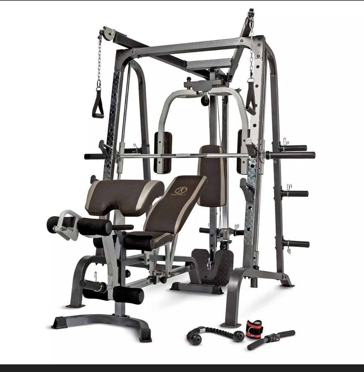 Marcy Diamond Elite Smith Home Gym: Cage Workout Machine with Press Bar & Leg Developer