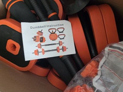 Adjustable Dumbbell and Kettlebell Weight Set - Orange and Black