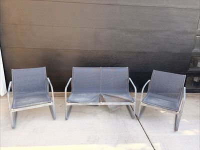 Outdoor Patio Furniture Set - Loveseat and Two Chairs (Tear in Loveseat Fabric)