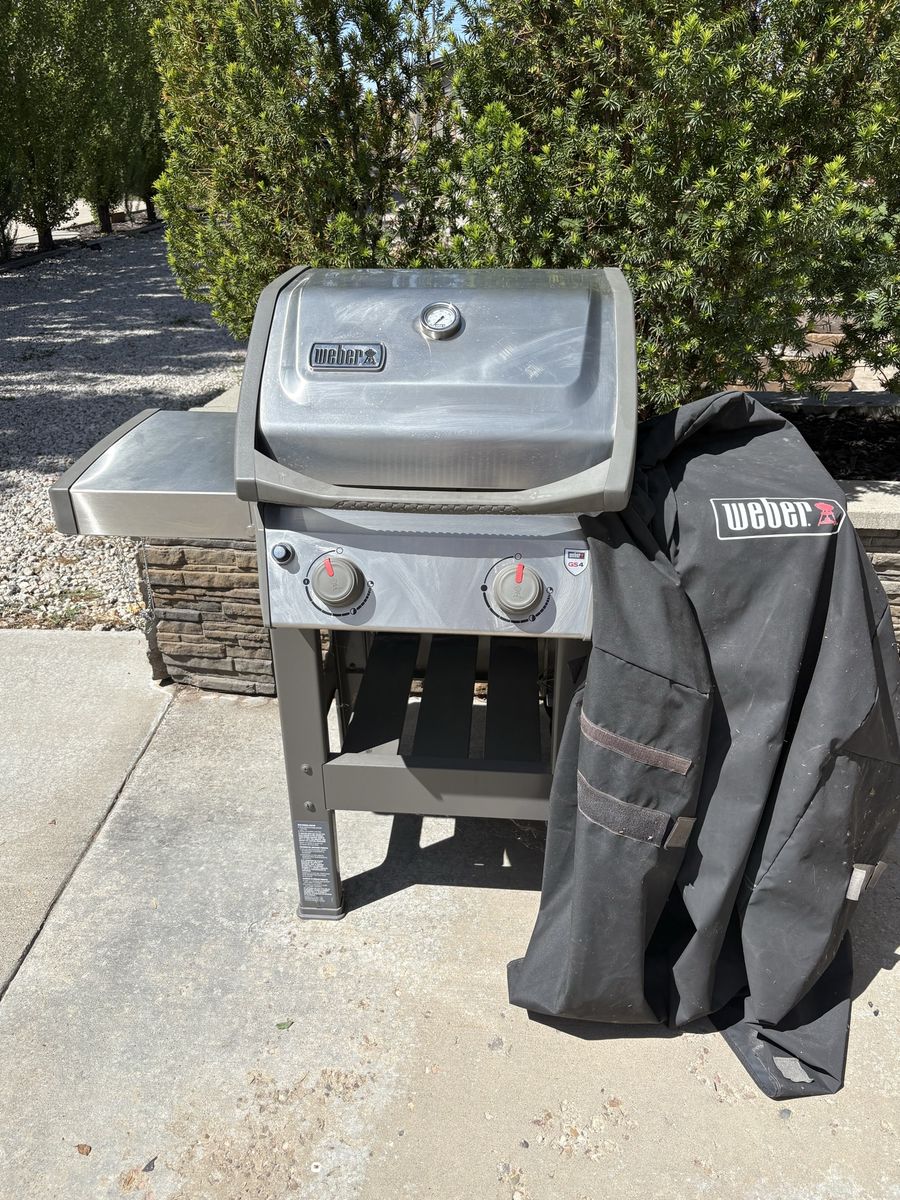 Weber Spirit E-210 2-Burner Propane Gas Grill with Grill Cover, Stainless Steel