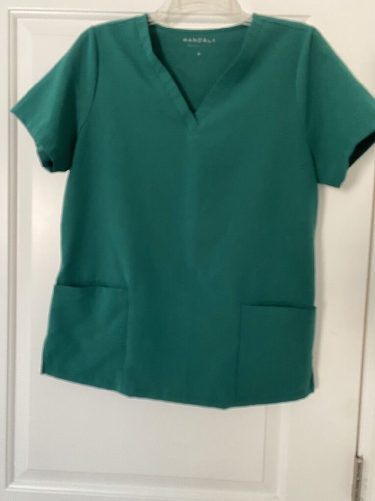 Mandala Woman's scrubs 6 tops.  Size M. Midnight Green.  $3.00 each