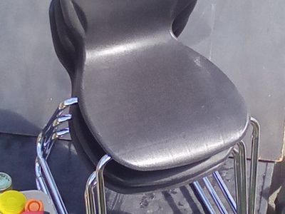 3 Chairs Black and Chrome Stacking