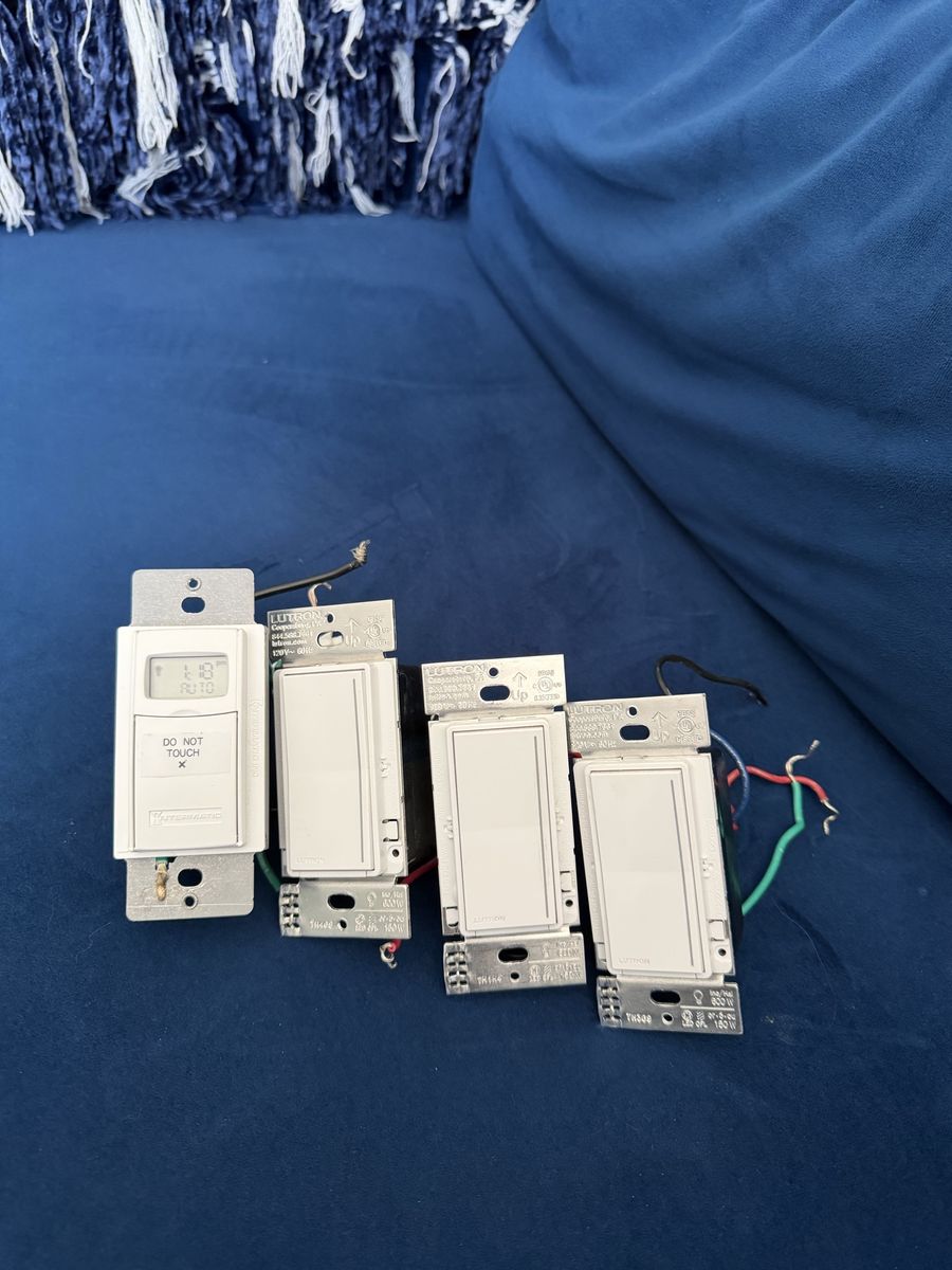 3 Lutron Sunnata Dimmer Switches &Intermatic Timer