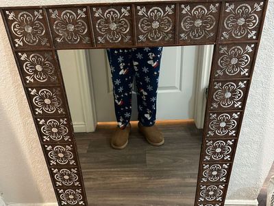 Vintage Mexican Pierced Metal Mirror 38x25.5