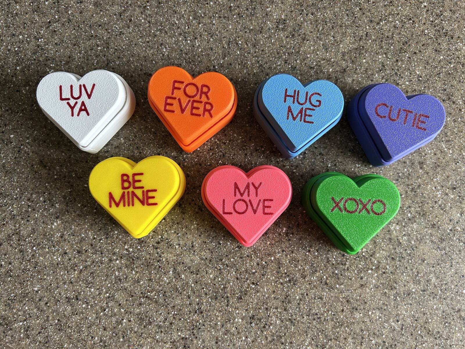 3D Printed Valentines Conversation Heart Clicker Fidget Toy