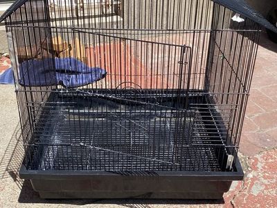 Black peaked roof bird cage