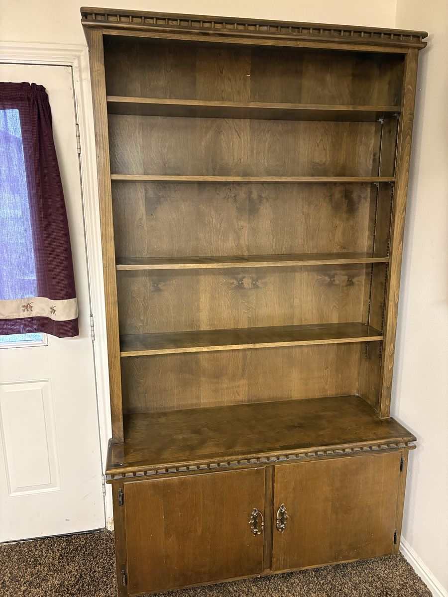 Wooden Bookcase with Cabinet Storage