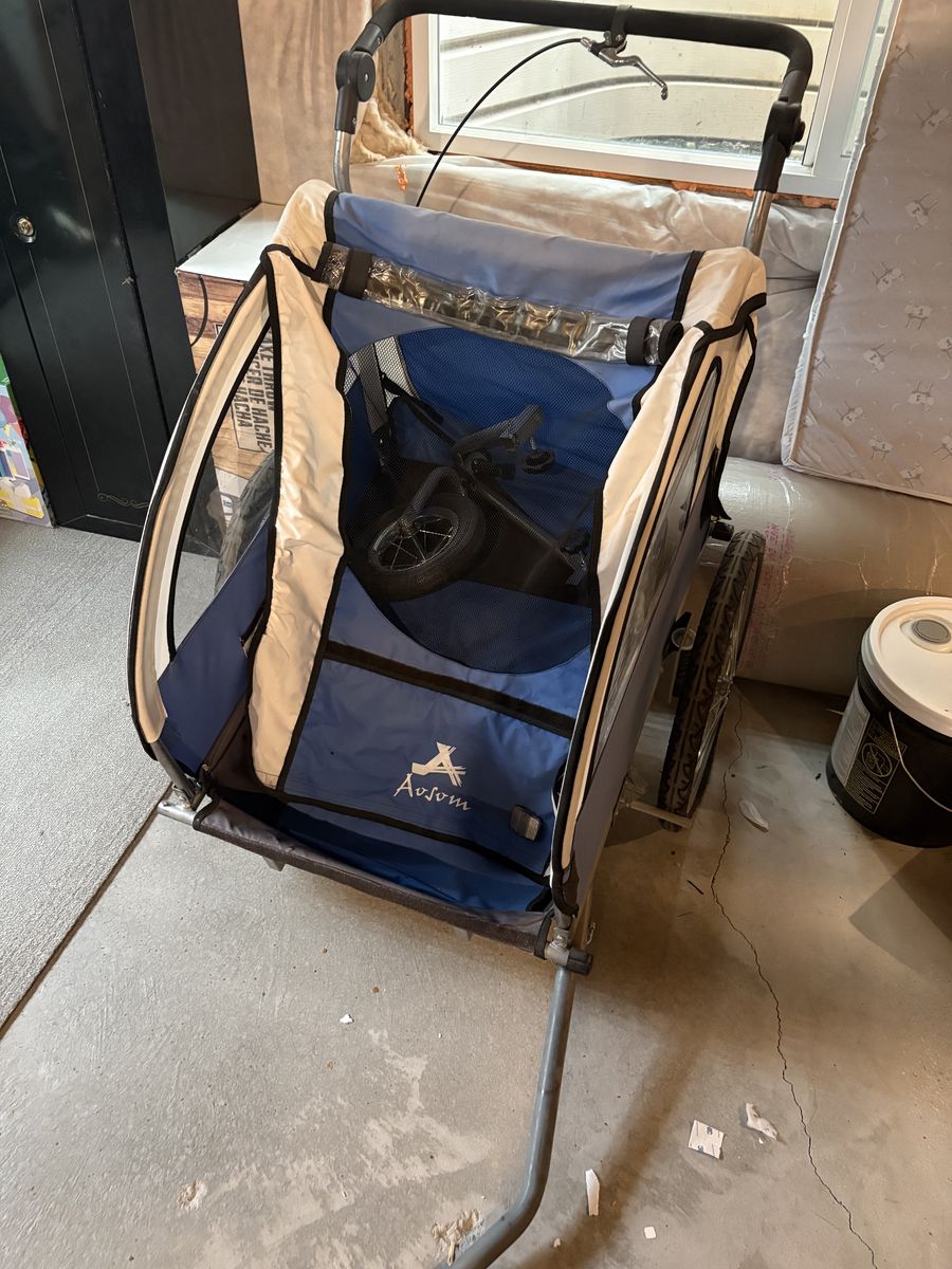 Aosom 2-in-1 Double Child Bike Trailer And Strolle