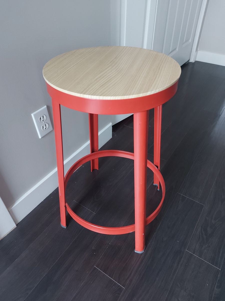 Red Round Stool – Modern / Industrial Style