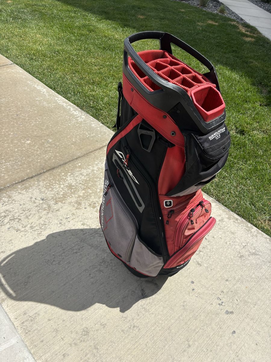 Sun Mountain Golf Cart Bag, 14-Way Divider, Red/Black