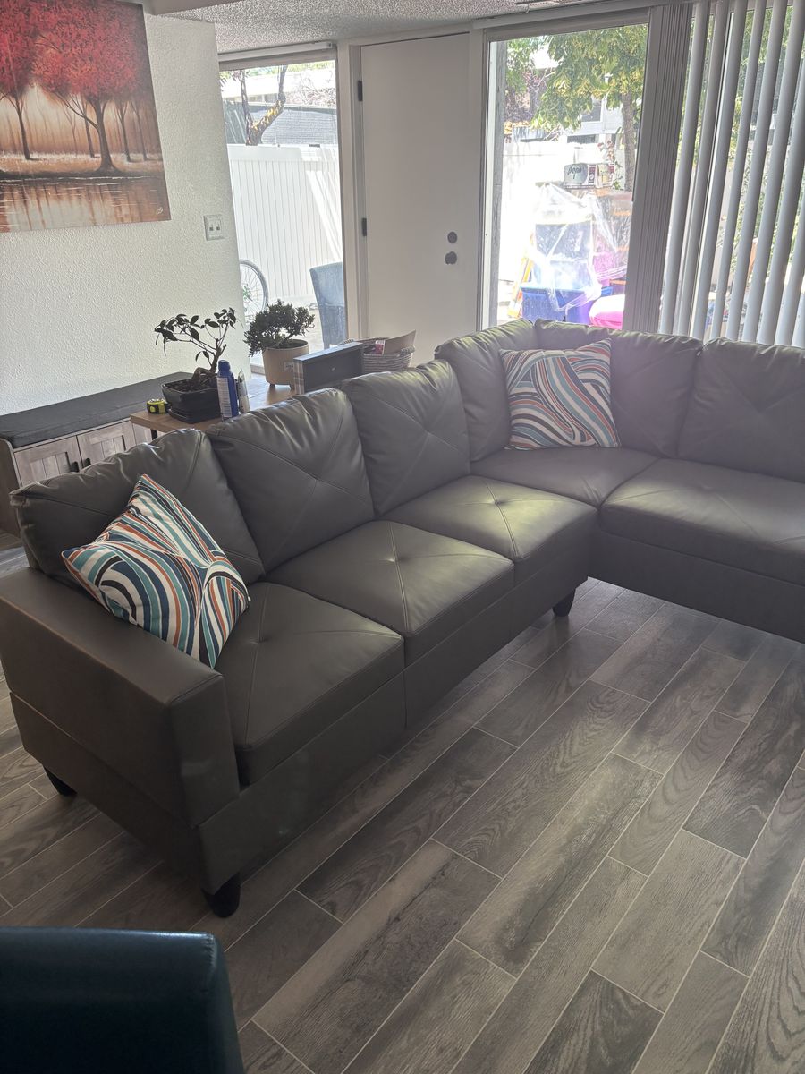 Glenna Faux Leather L Shaped sectional