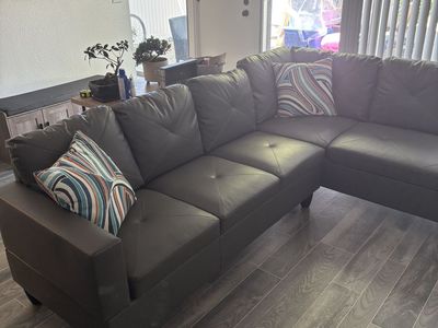 Glenna Faux Leather L Shaped sectional