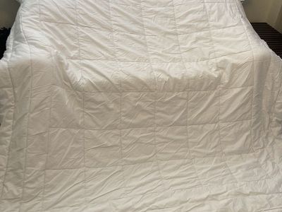 Charter Club Queen Comforter in block style, fiberfill