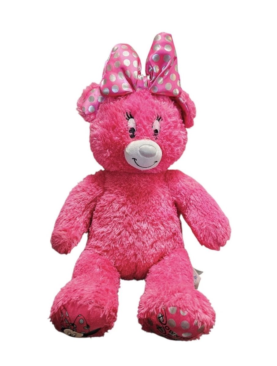 Build A Bear Downtown Disney Minnie Mouse 18" Pink Bear Bow Stuffed Animal BAB