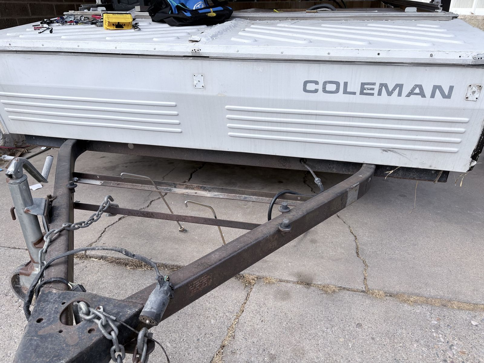 Coleman Pop-Up Camper Parts - Trailer Frame, Door, and Top Section