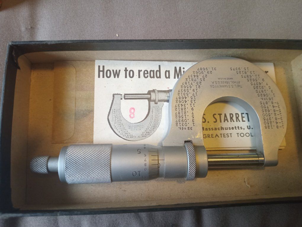 Starrett No. T238RL heavy duty outside micrometer 0" - 1" - Made in U.S.A.