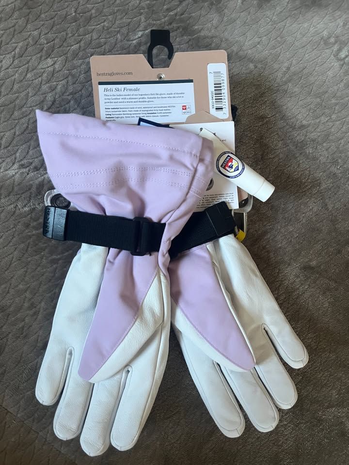 Never Used: Hestra's Army Leather Heli Ski Glove Size 7 Lilac
