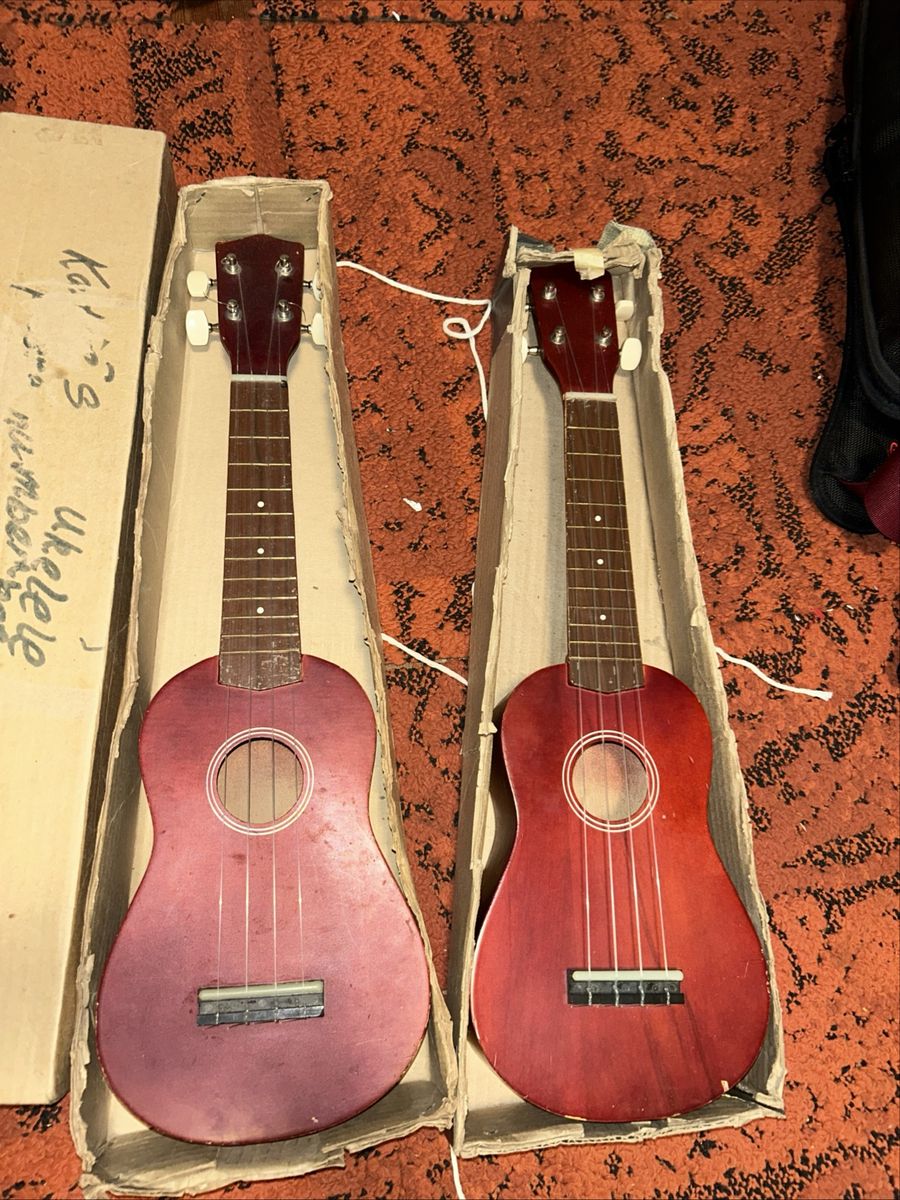 Vintage Set of two Student Ukulele Soprano Red Finish Beginner