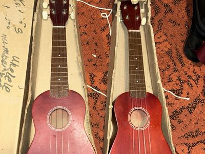 Vintage Set of two Student Ukulele Soprano Red Finish Beginner