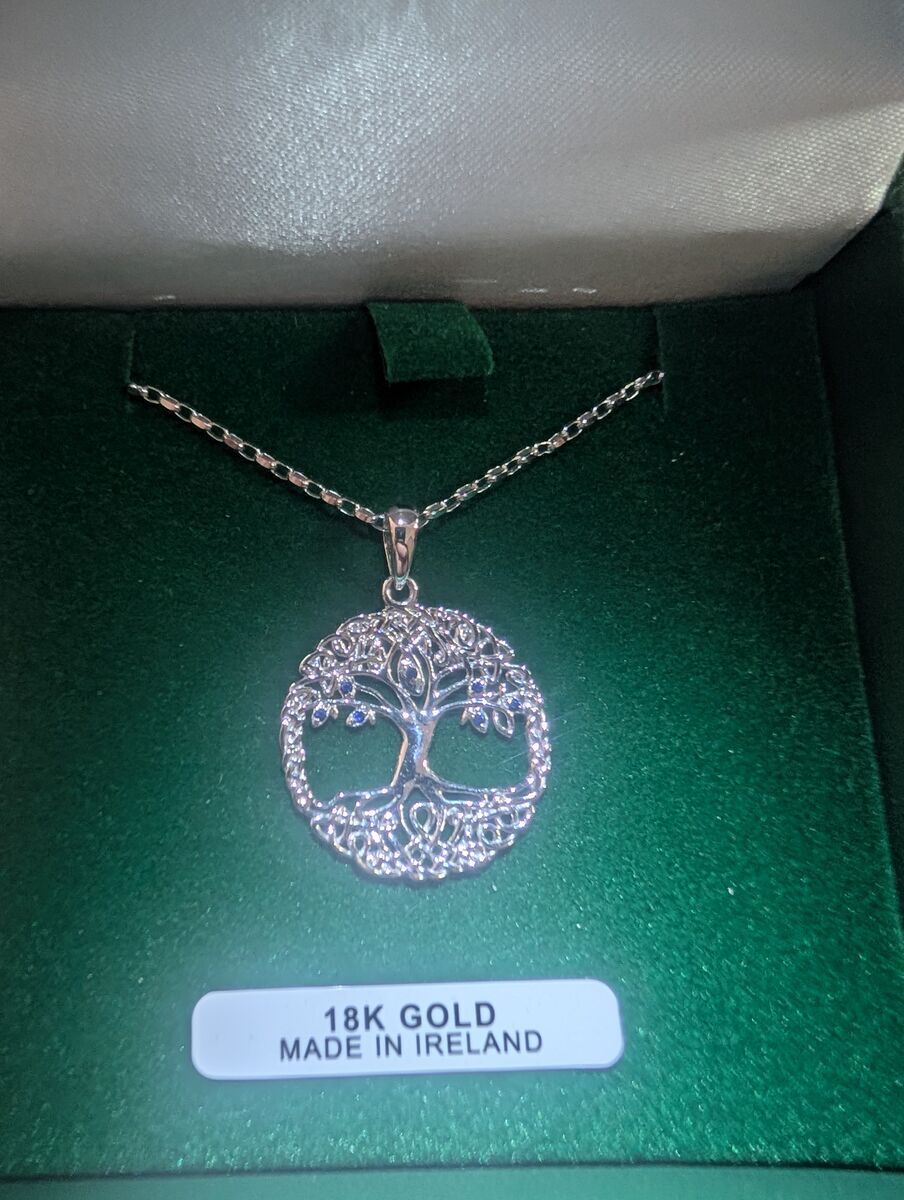 18K White Gold & Sapphire Tree of Life Necklace