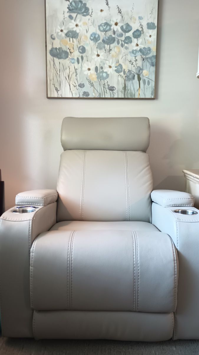 Beautiful Beige Faux Leather Electric Recliner
