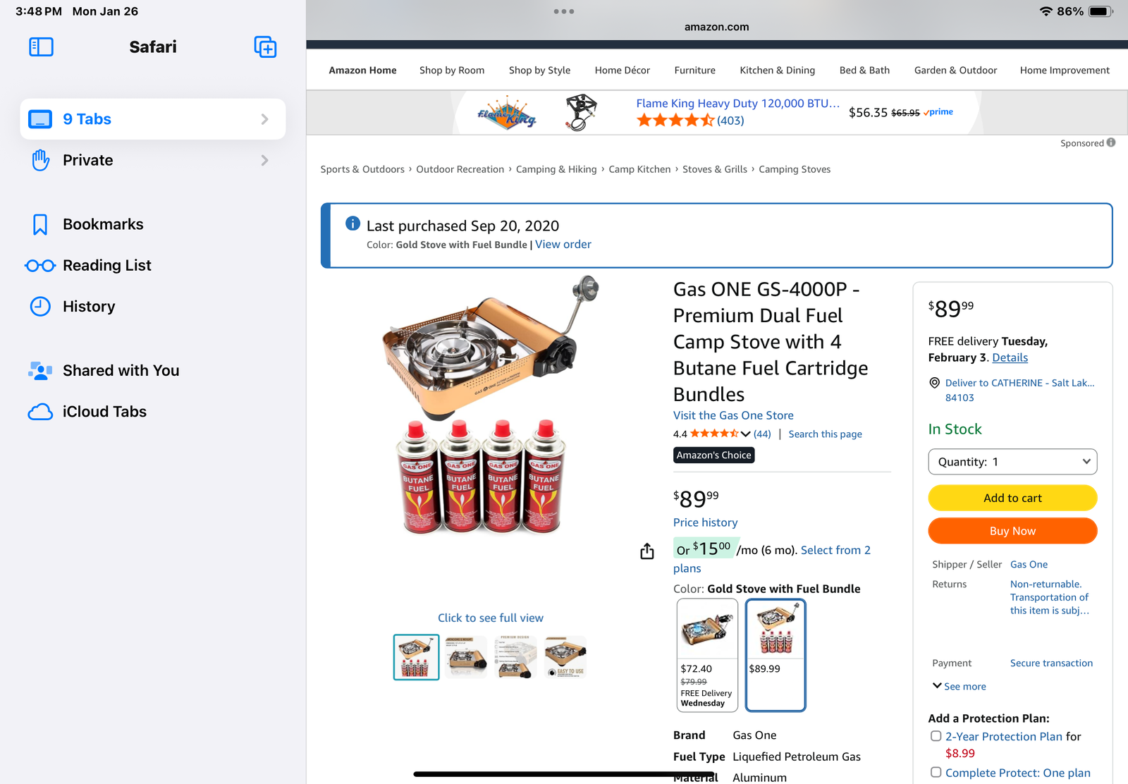 Propane Camping Stove