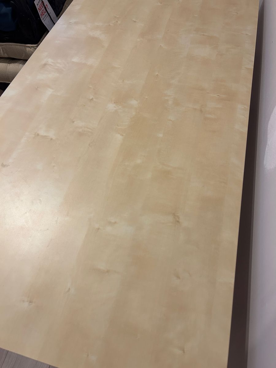 Sturdy Light Wood Grain Top Desk with Adjustable Silver Legs