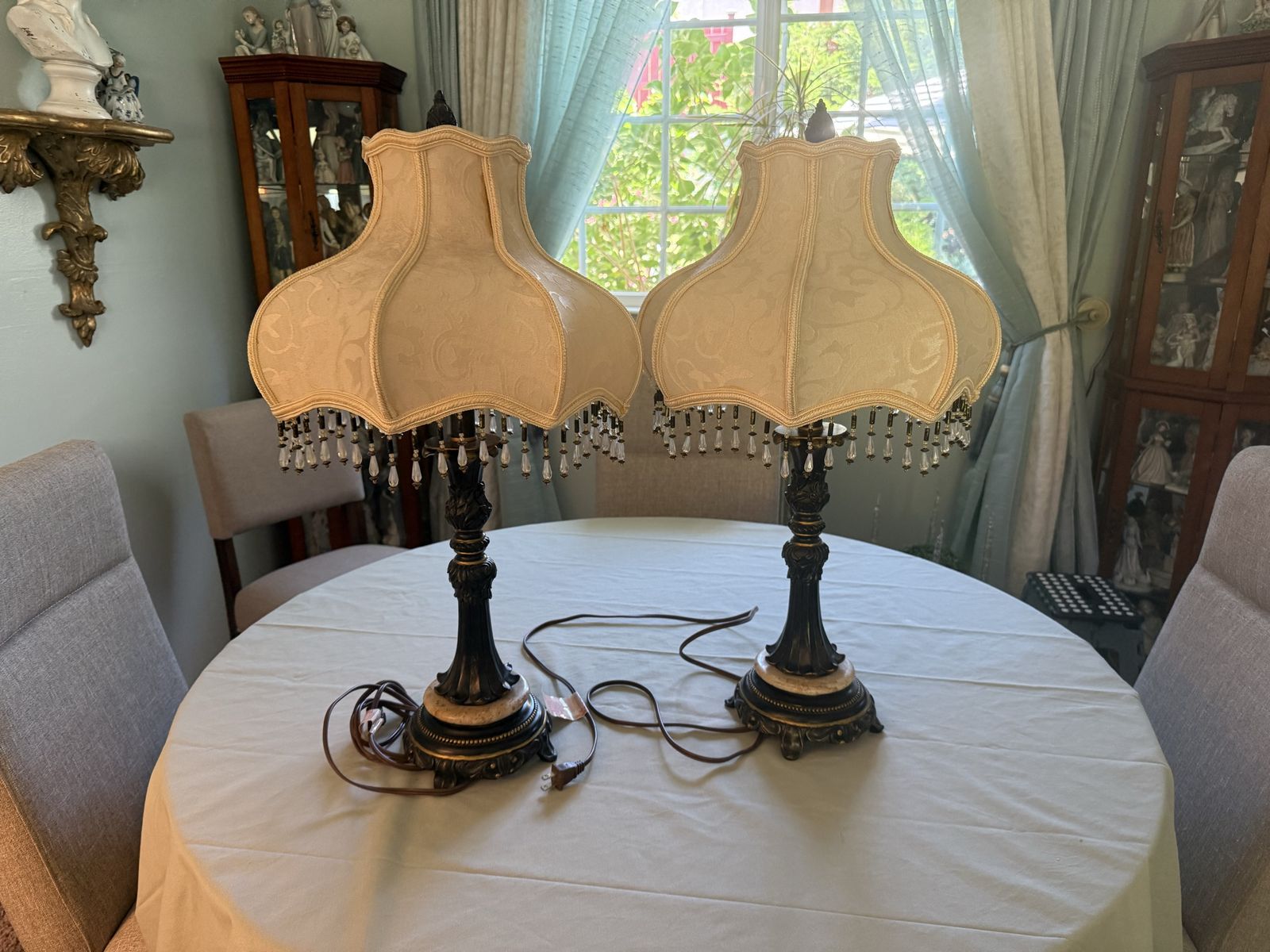 Pair of Dale Tiffany victorian style table  lamps