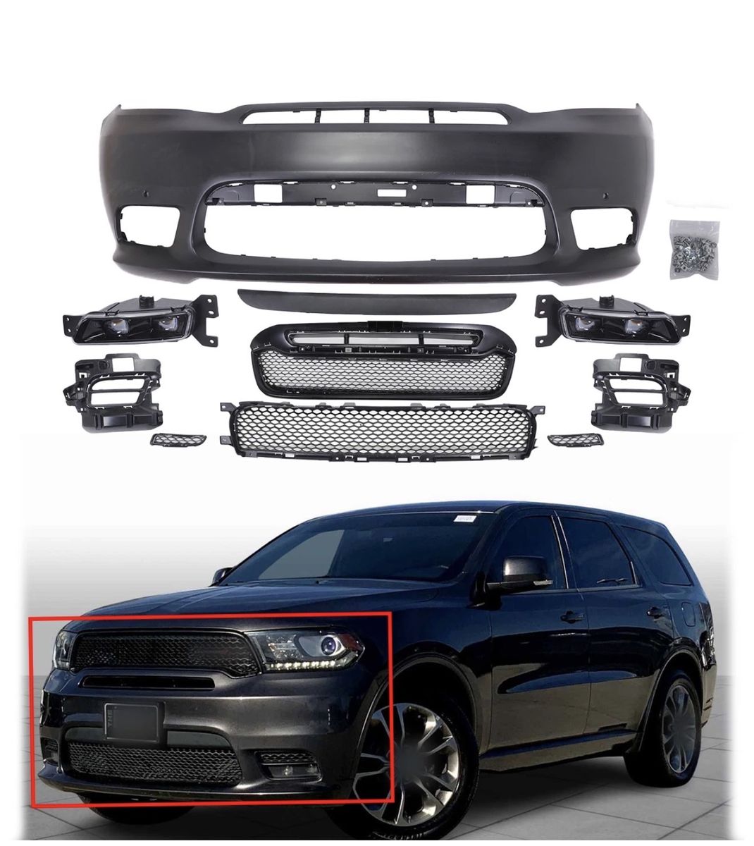 Front Bumper Cover Grille Kit Assembly For Dodge Durango SRT 2016-2020 Primed